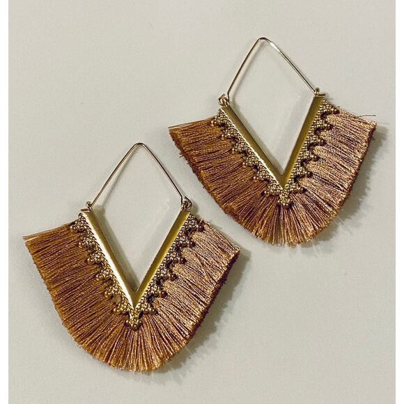 V Tassel Earrings Champagne - Picture 1 of 1
